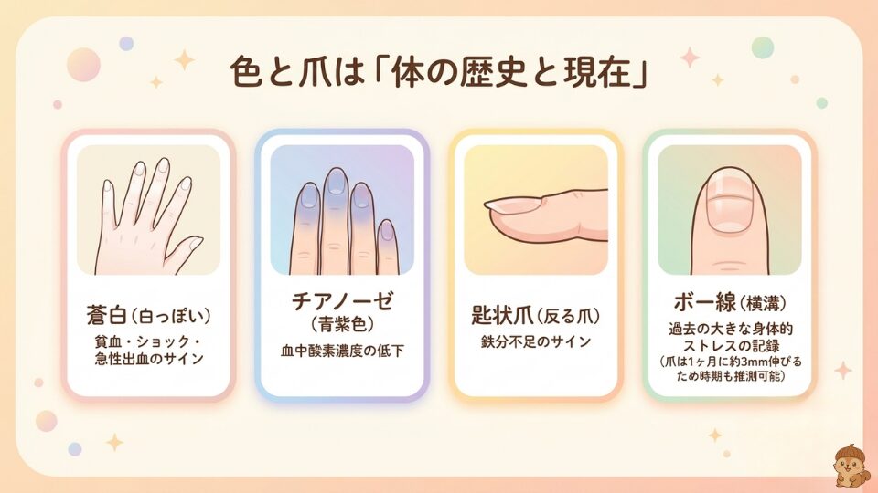 色と爪は体の歴史と現在