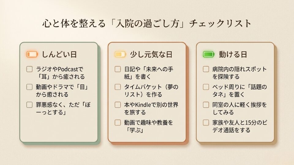 入院中の過ごし方チェックリスト