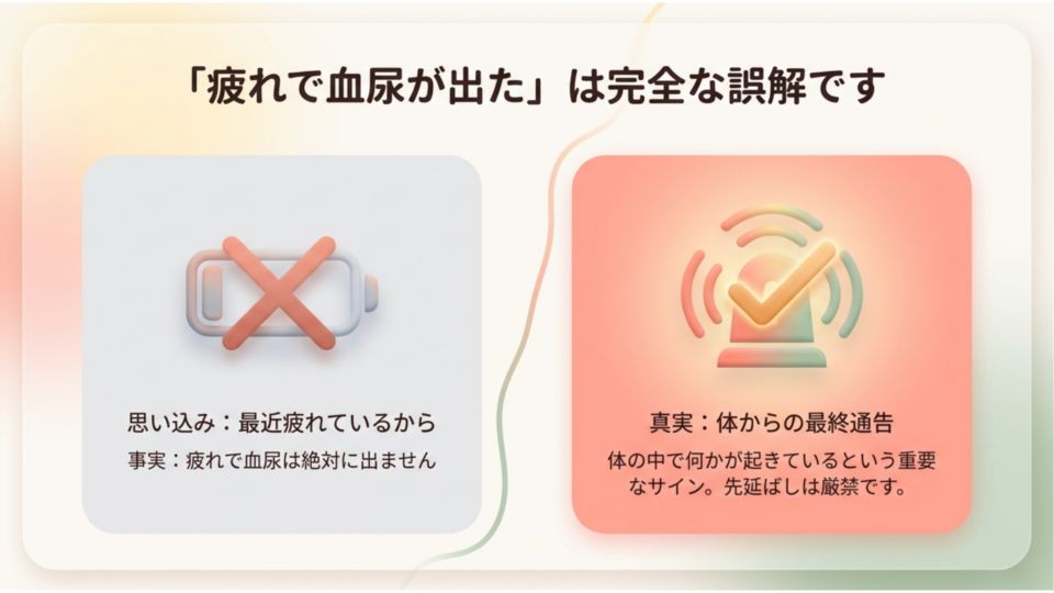疲れで血尿が出たは誤解