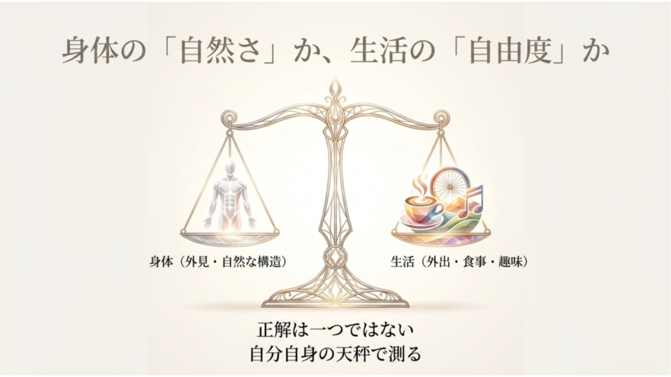 体の自然さか生活の自由度か