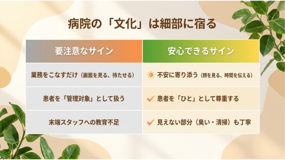 病院の文化は細部に宿る