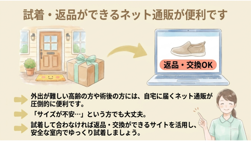 試着・返品ができるネット通販が便利