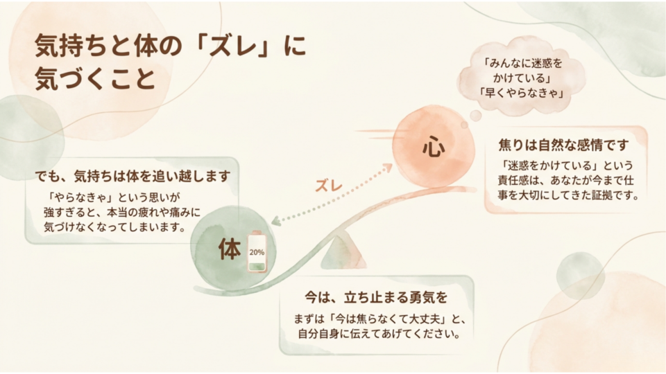 「戻りたい気持ち」と「体が戻っているか」のズレ